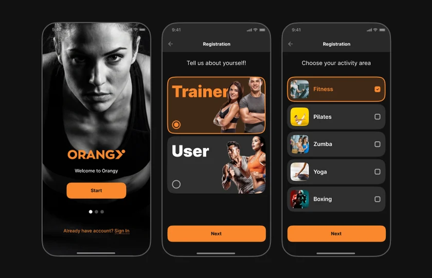 Orangy — Logo and Fitness App Design