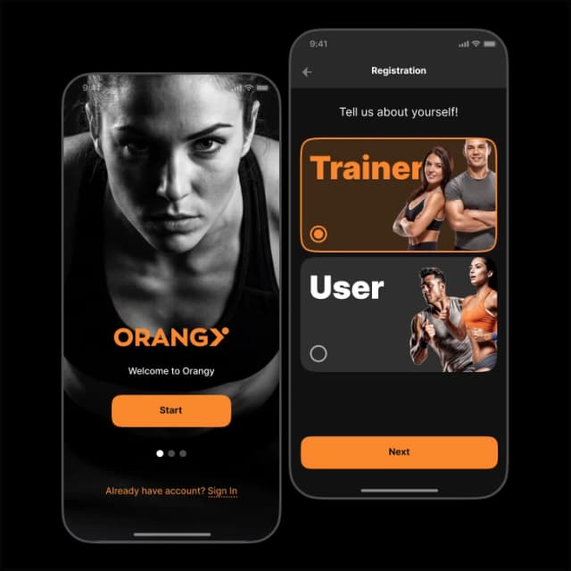 Orangy — app screens
